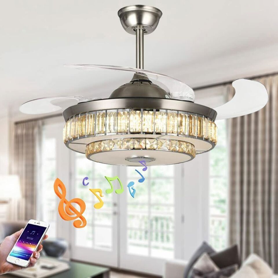 Higgin 42'' Bluetooth Ceiling Fan Dimmable LED Lights and Music Player - Lumen Attic