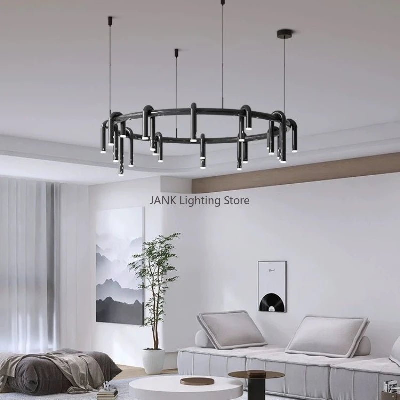 Jank PipeFlow Industrial LED Chandelier - Lumen Attic