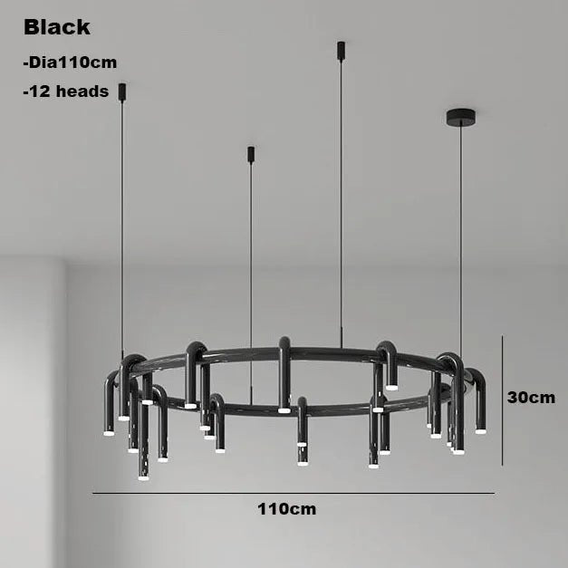 Jank PipeFlow Industrial LED Chandelier - Lumen Attic