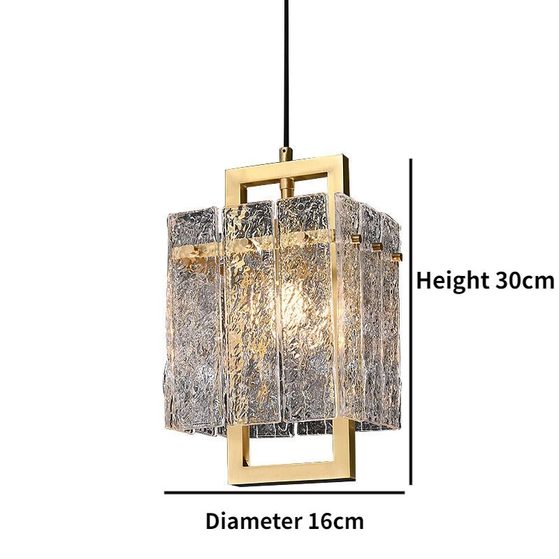 Linalato Rectangular LED Noble Artistic Copper Glass Chandelier - Lumen Attic