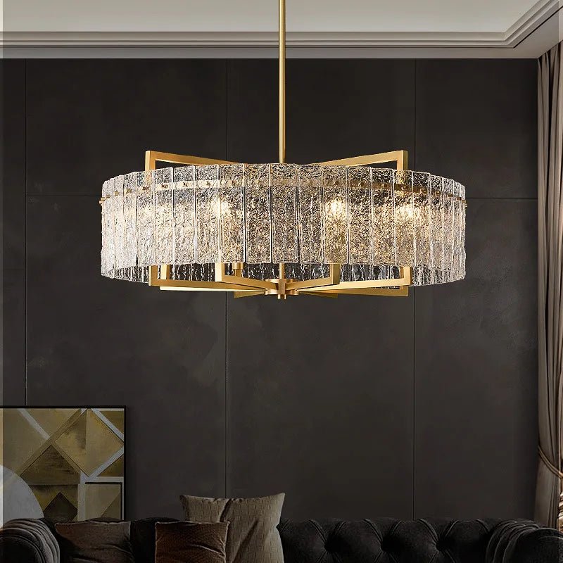 Linalato Rectangular LED Noble Artistic Copper Glass Chandelier - Lumen Attic