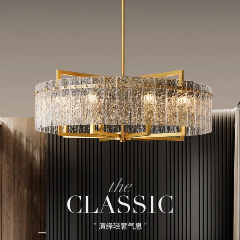 Linalato Rectangular LED Noble Artistic Copper Glass Chandelier - Lumen Attic