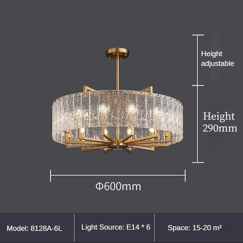 Linalato Rectangular LED Noble Artistic Copper Glass Chandelier - Lumen Attic