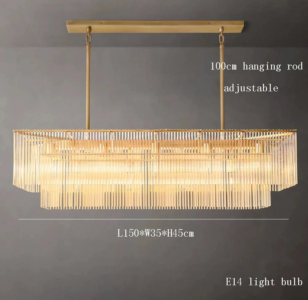 Linalato Rectangular Vintage American LED Dimmable Chandelier - Lumen Attic