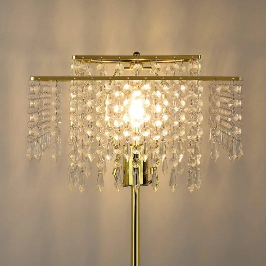 Lism Crystal Cascade Gold Floor Lamp LED Lighting - Lumen Attic