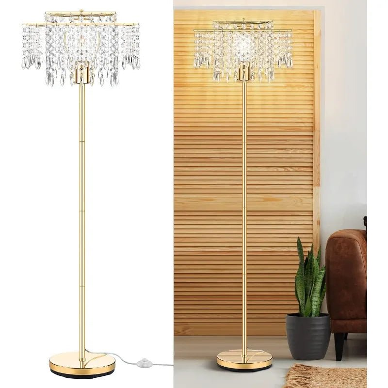 Lism Crystal Cascade Gold Floor Lamp LED Lighting - Lumen Attic