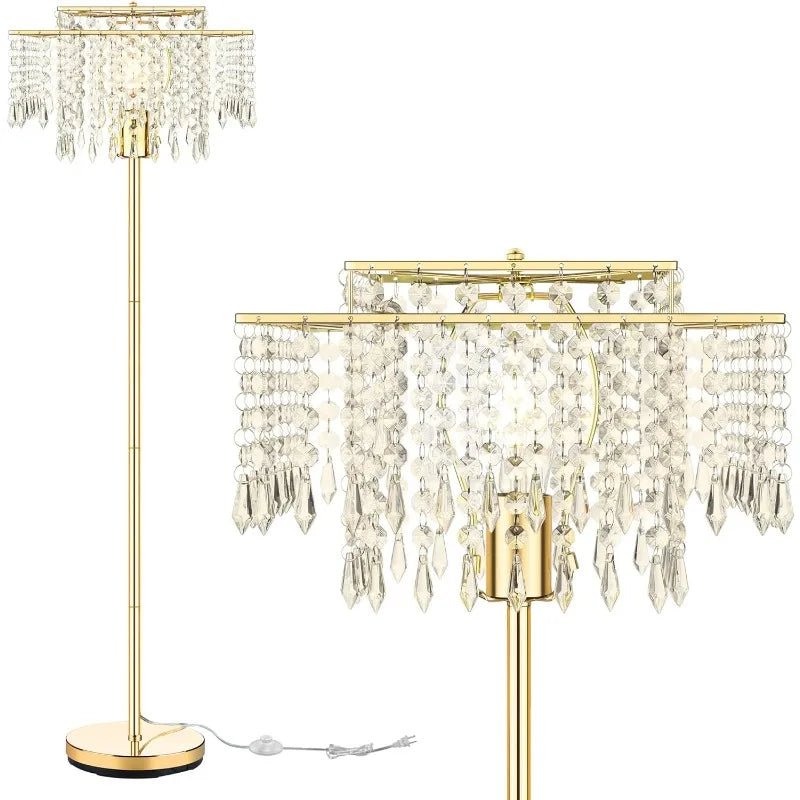 Lism Crystal Cascade Gold Floor Lamp LED Lighting - Lumen Attic