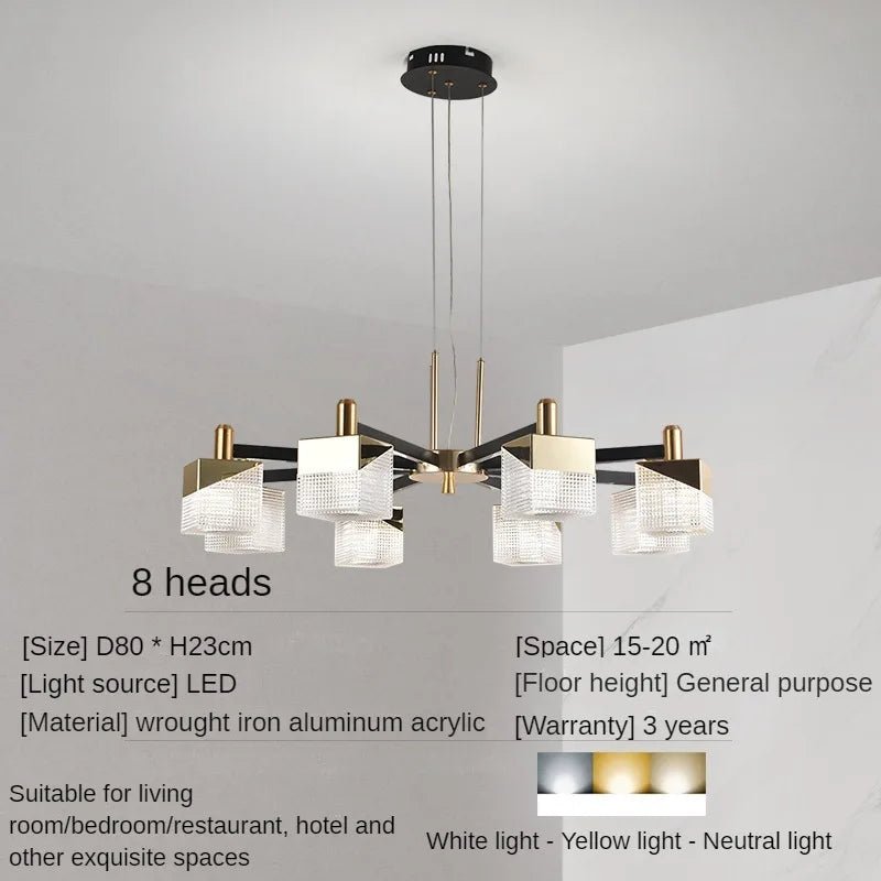 Lorenzo Parlor Contemporary Crystal Cube Chandelier - Lumen Attic