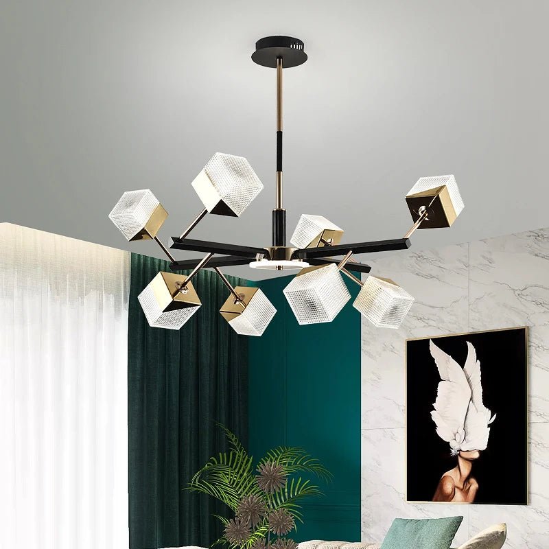 Lorenzo Parlor Contemporary Crystal Cube Chandelier - Lumen Attic