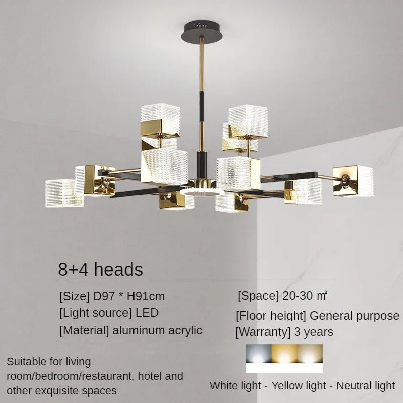 Lorenzo Parlor Contemporary Crystal Cube Chandelier - Lumen Attic