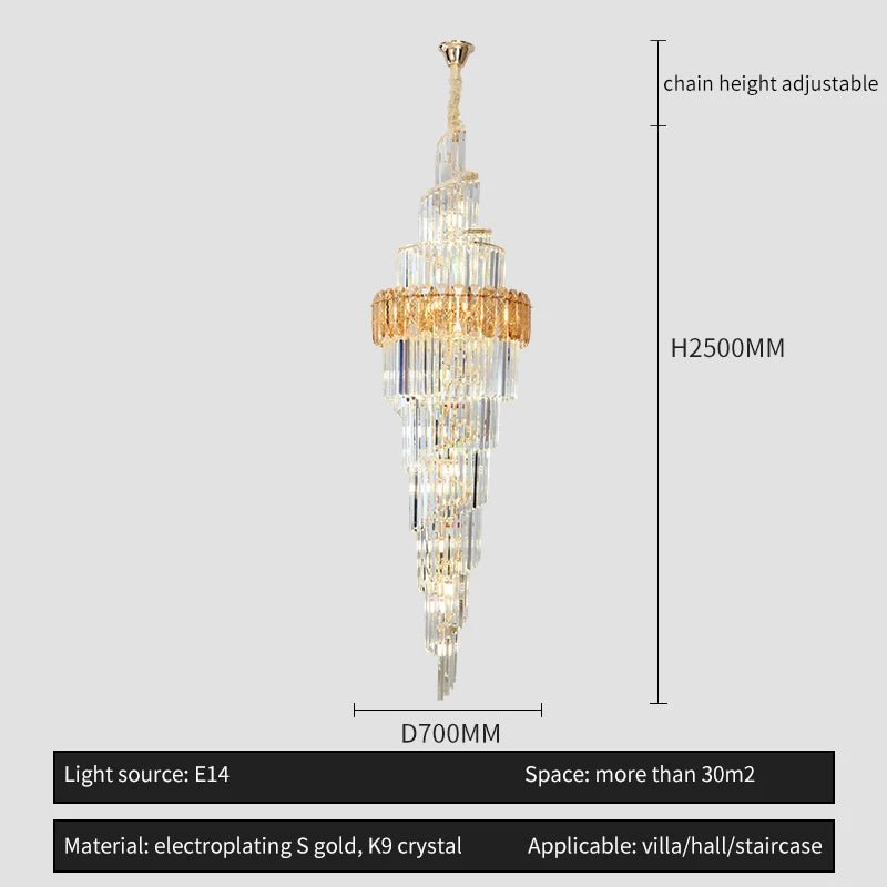 Loretti Postmodern Crystal Spiral Chandelier - Lumen Attic