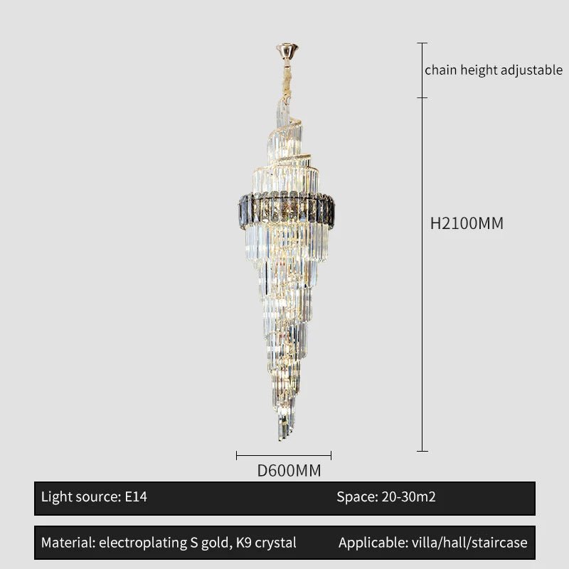 Loretti Postmodern Crystal Spiral Chandelier - Lumen Attic