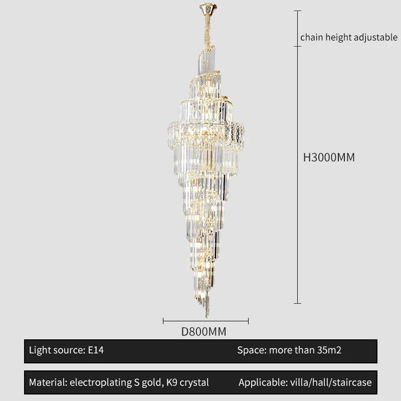 Loretti Postmodern Crystal Spiral Chandelier - Lumen Attic