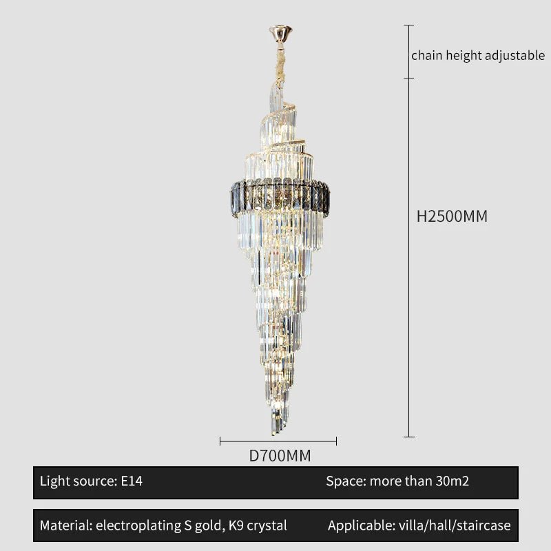 Loretti Postmodern Crystal Spiral Chandelier - Lumen Attic