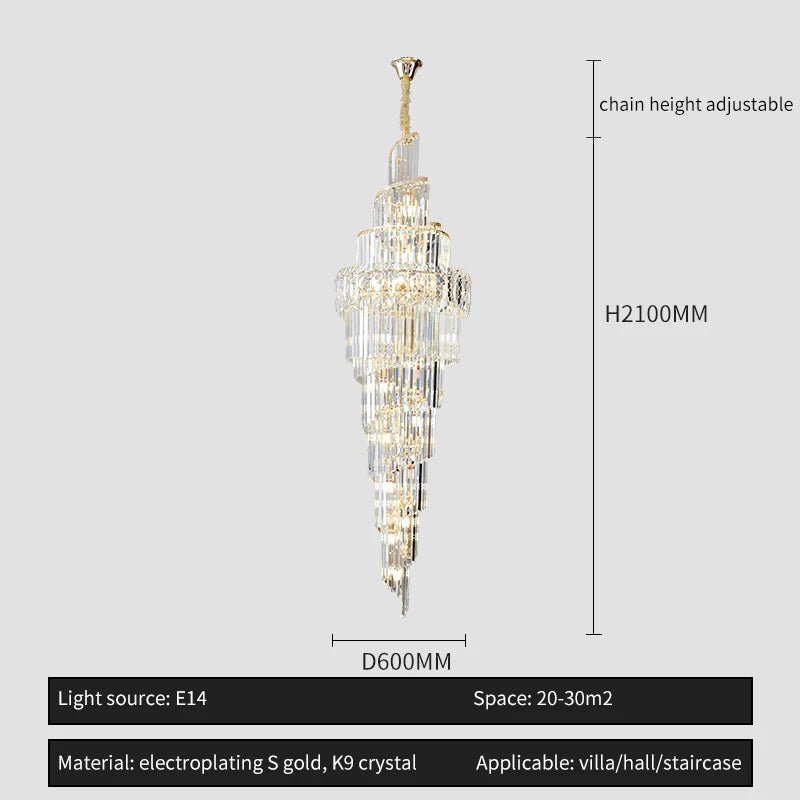 Loretti Postmodern Crystal Spiral Chandelier - Lumen Attic