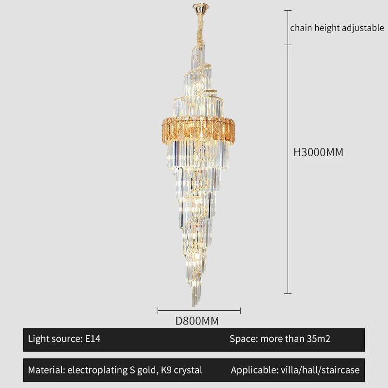 Loretti Postmodern Crystal Spiral Chandelier - Lumen Attic