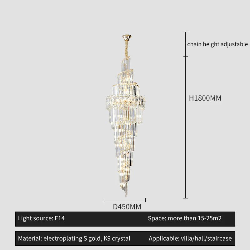 Loretti Postmodern Crystal Spiral Chandelier - Lumen Attic