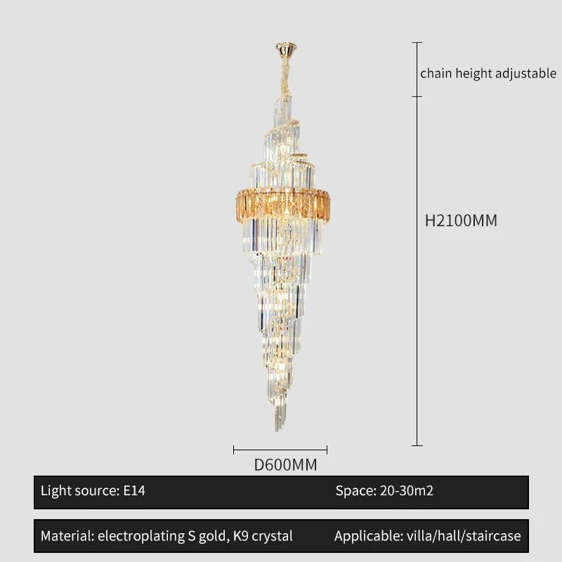 Loretti Postmodern Crystal Spiral Chandelier - Lumen Attic