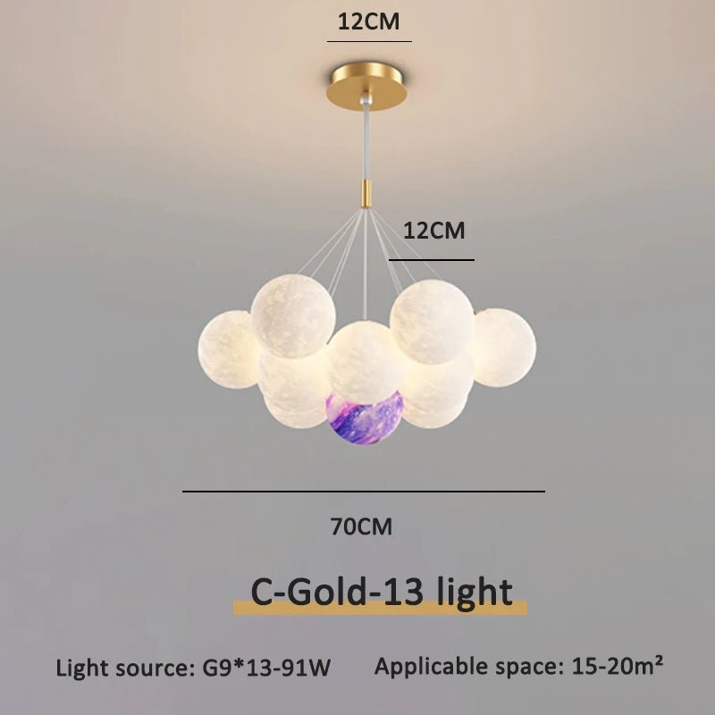 Luna Modern 3D Moon Bubble Chandelier - Lumen Attic