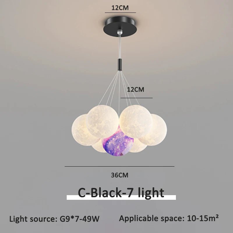 Luna Modern 3D Moon Bubble Chandelier - Lumen Attic