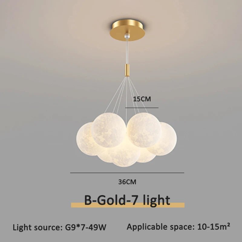 Luna Modern 3D Moon Bubble Chandelier - Lumen Attic