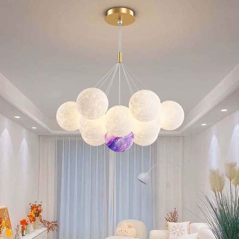 Luna Modern 3D Moon Bubble Chandelier - Lumen Attic