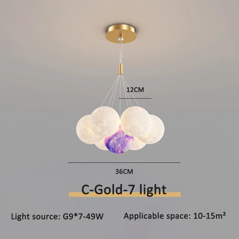 Luna Modern 3D Moon Bubble Chandelier - Lumen Attic