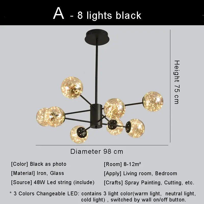 Lyca Sputnik String Bulb Ceiling Led Chandelier - Lumen Attic