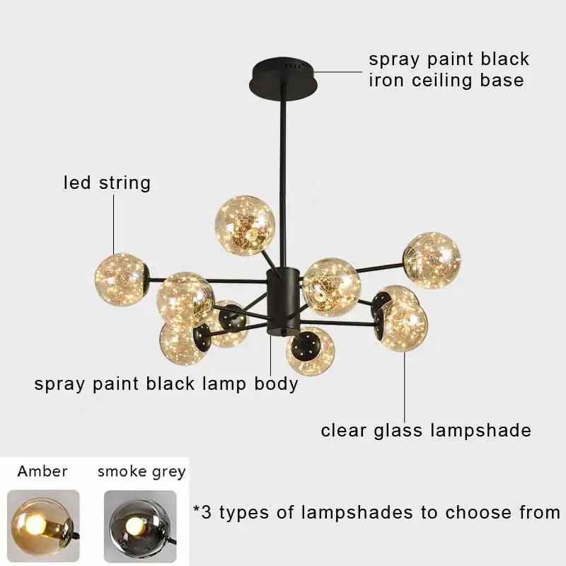 Lyca Sputnik String Bulb Ceiling Led Chandelier - Lumen Attic