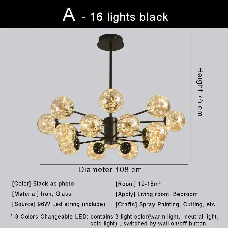 Lyca Sputnik String Bulb Ceiling Led Chandelier - Lumen Attic