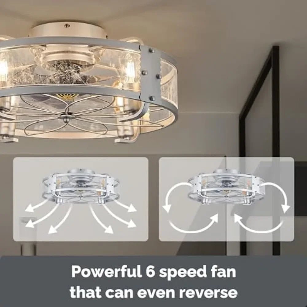 Mondial Low Profile Silver Caged Ceiling Fan - Lumen Attic