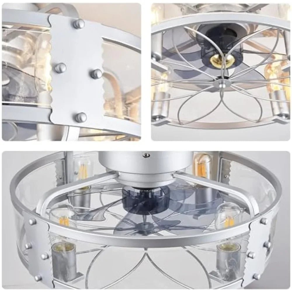 Mondial Low Profile Silver Caged Ceiling Fan - Lumen Attic