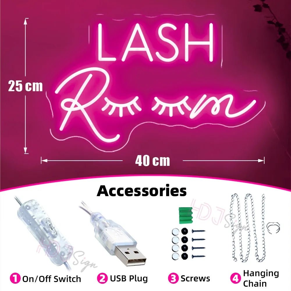 Neon Sign Lights LASH Room - Lumen Attic