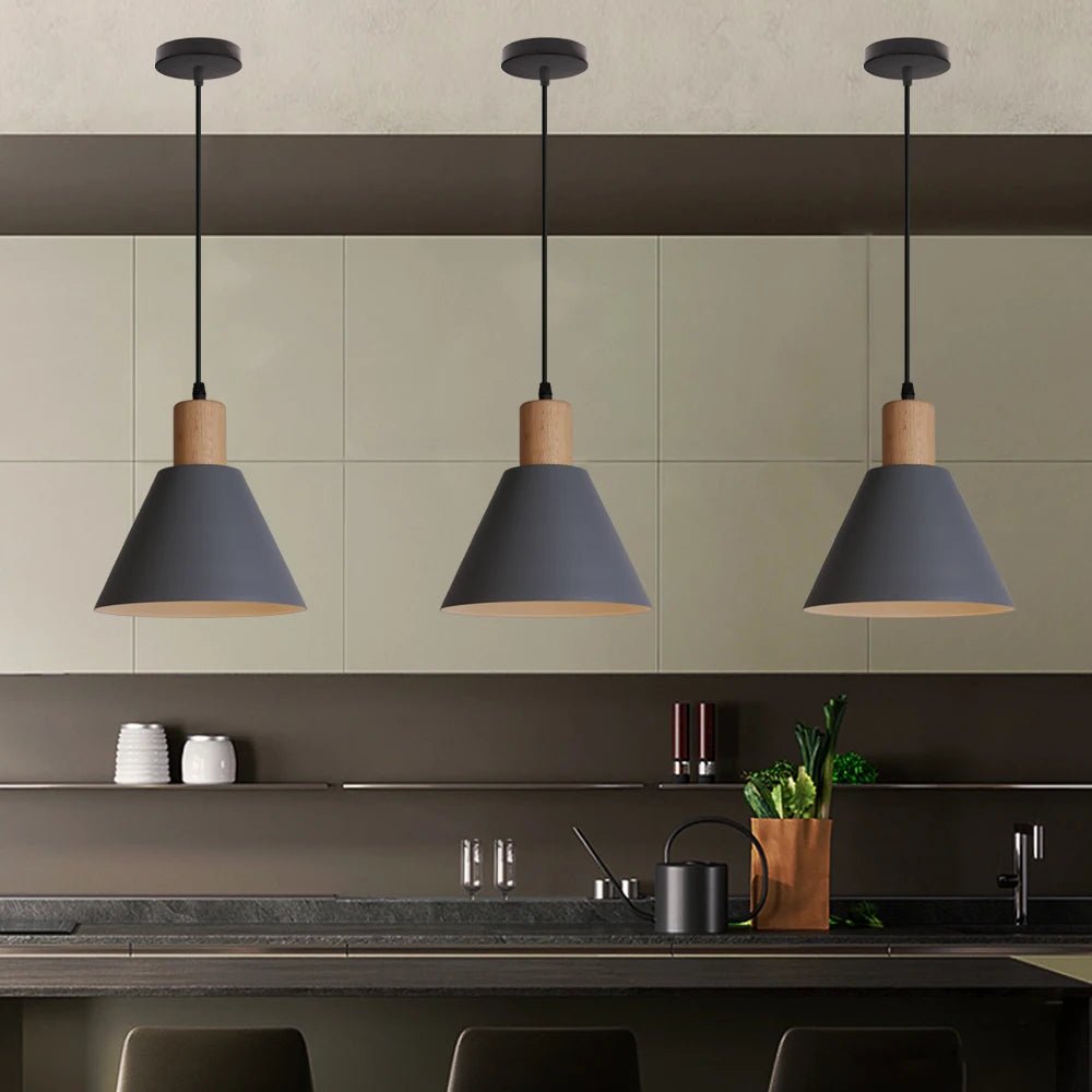 NordicCharm Iron Wood Pendant Lights - Lumen Attic