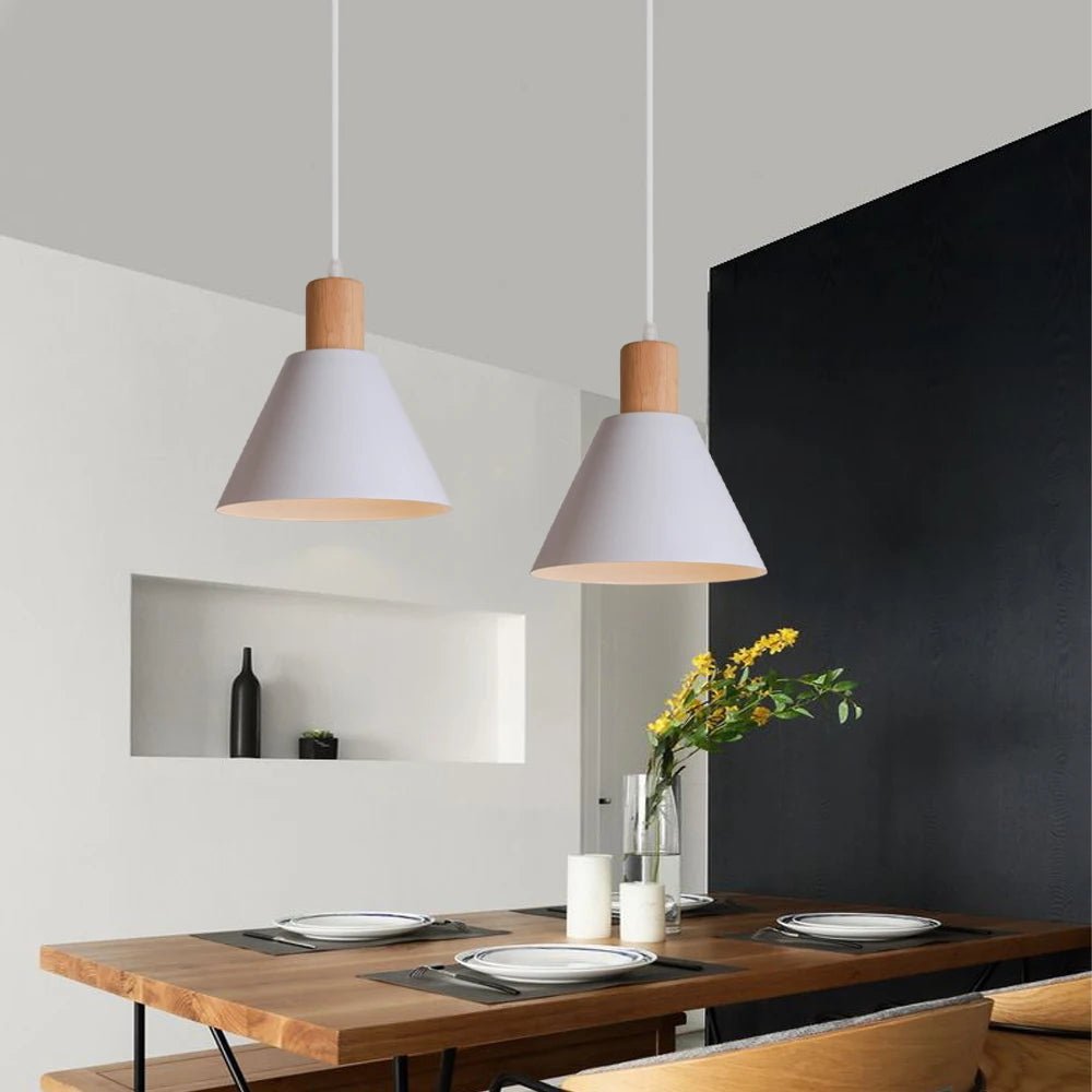 NordicCharm Iron Wood Pendant Lights - Lumen Attic