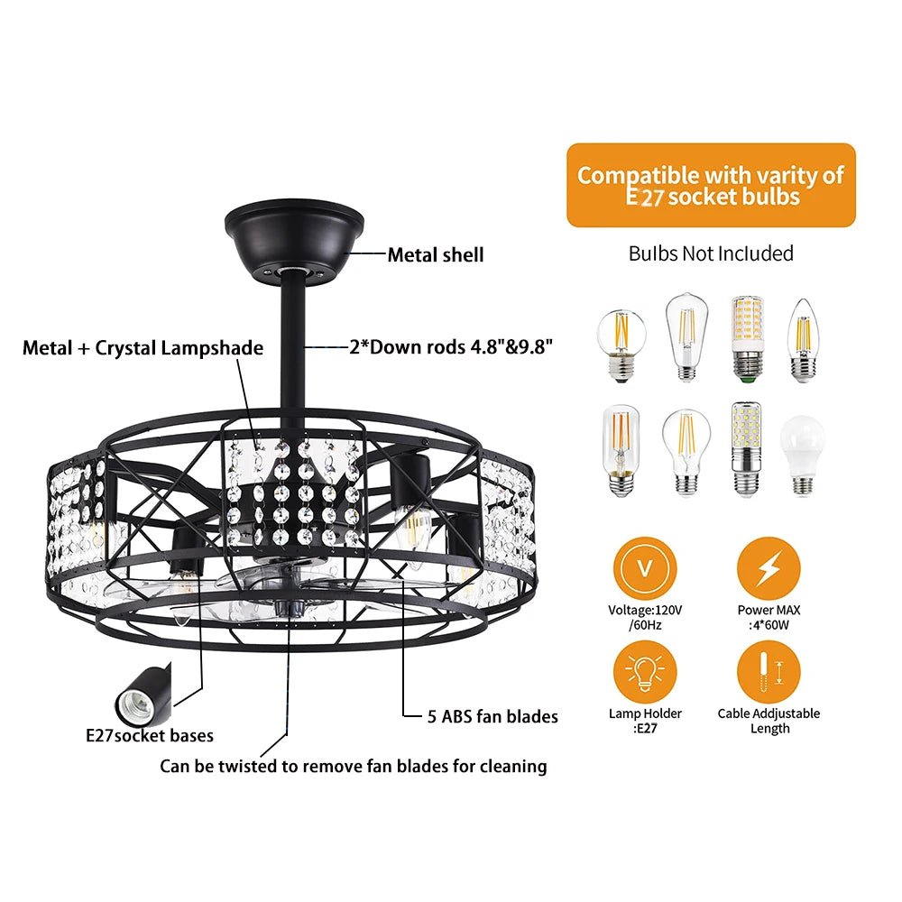 NorthStrom Crystal Ceiling Fans Light 3 - Speed - Lumen Attic