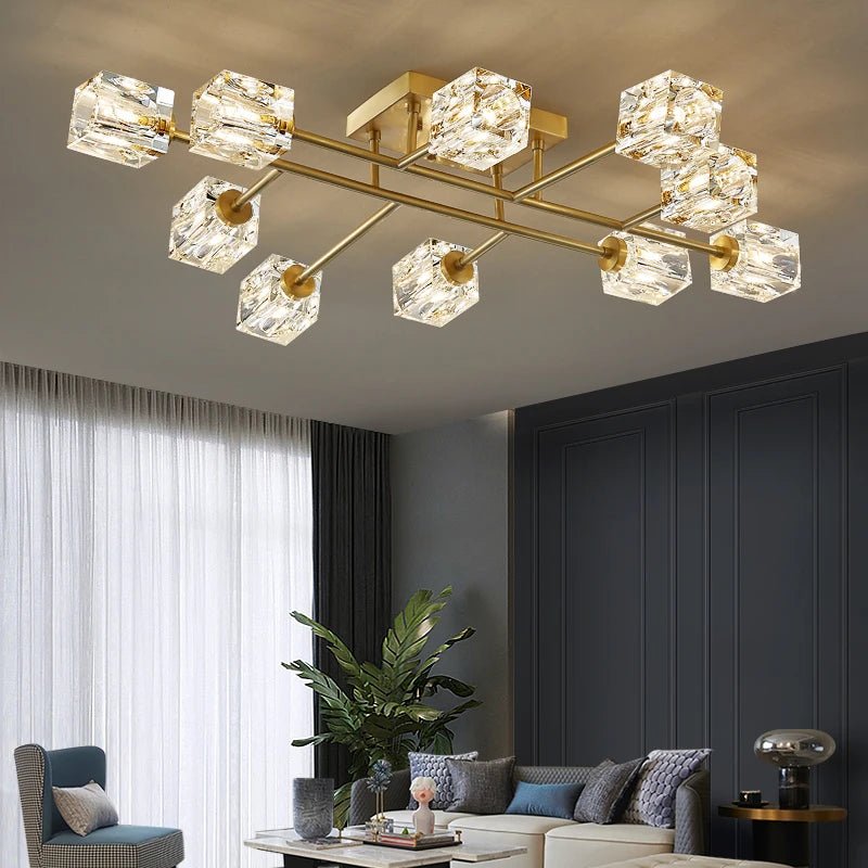 ODYSEN Crystal Semi Flush Ceiling Lamp - Lumen Attic