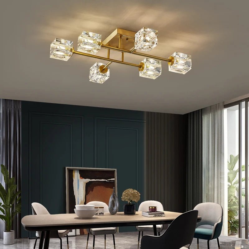 ODYSEN Crystal Semi Flush Ceiling Lamp - Lumen Attic