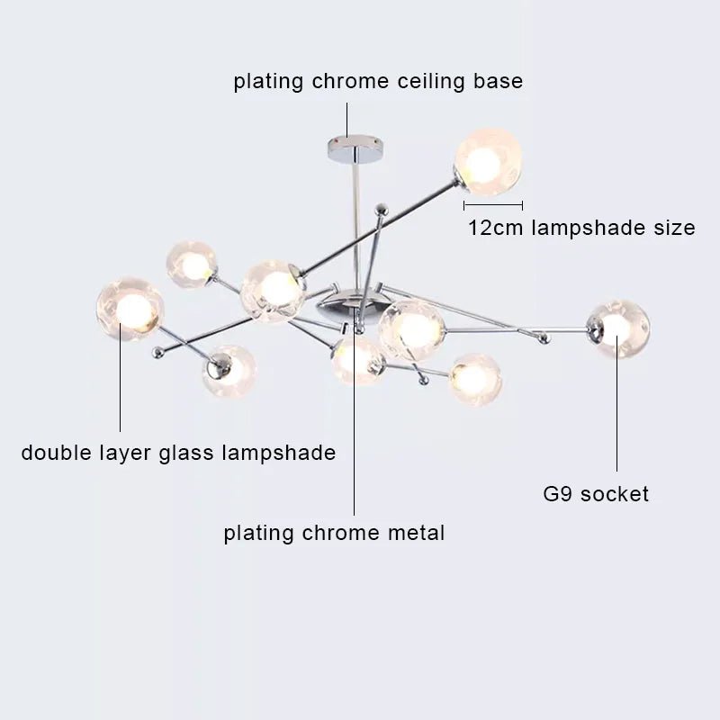 OWEN LYCA Onzo11 Chrome Chandelier - Lumen Attic