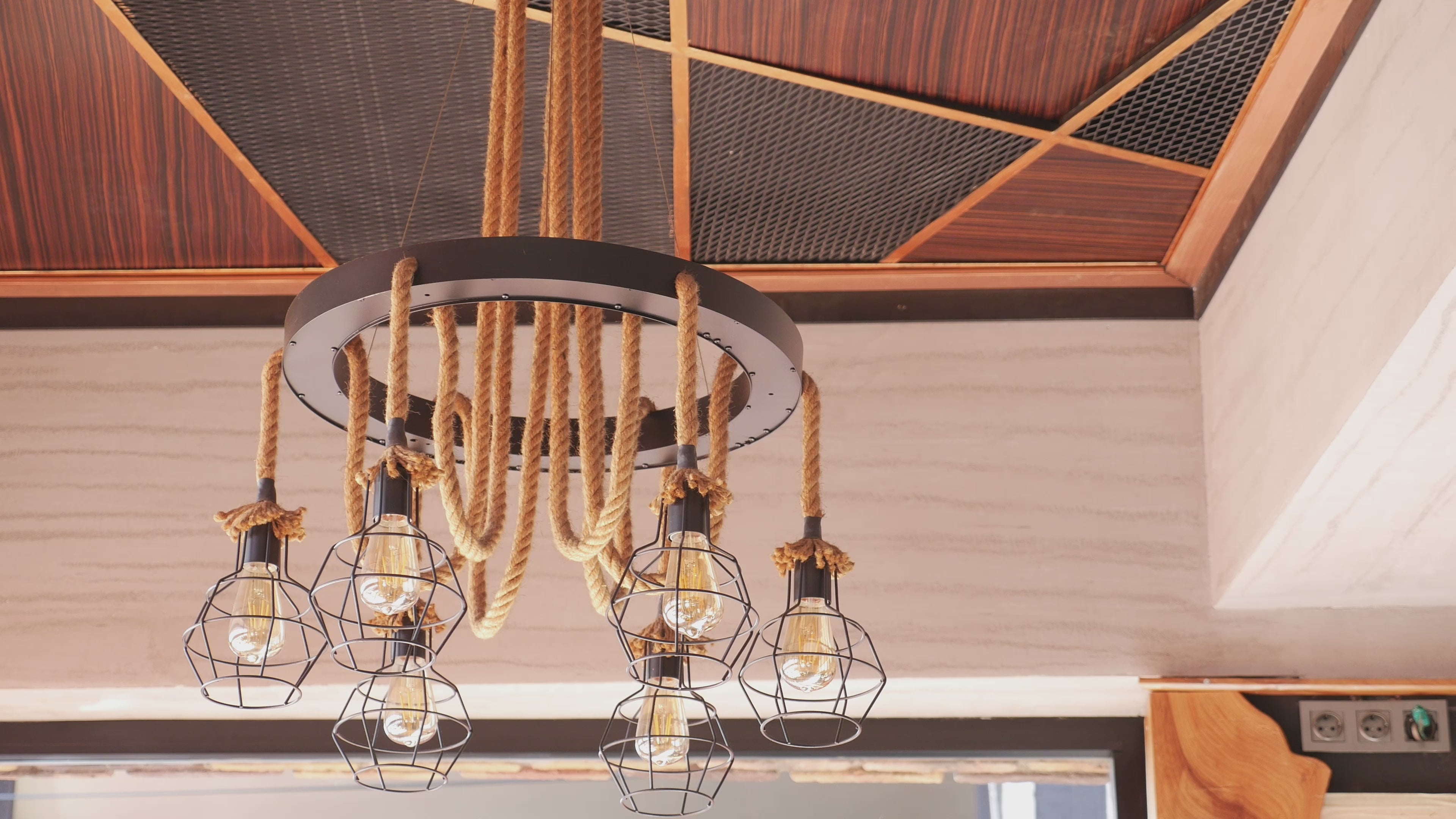 Load video: Modern rope chandelier light