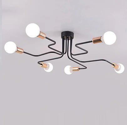 Retro Industry Chandelier Multiple Iron Rod Ceiling Lamp - Lumen Attic