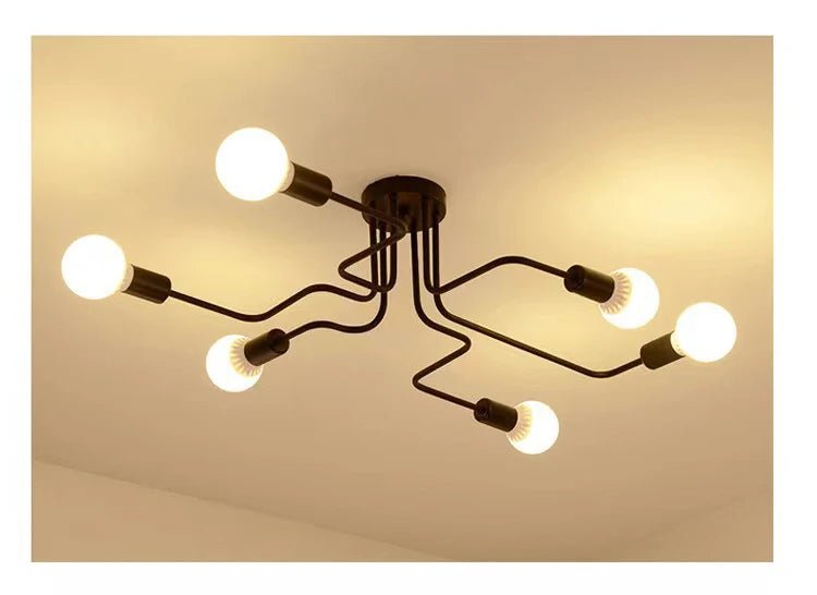 Retro Industry Chandelier Multiple Iron Rod Ceiling Lamp - Lumen Attic