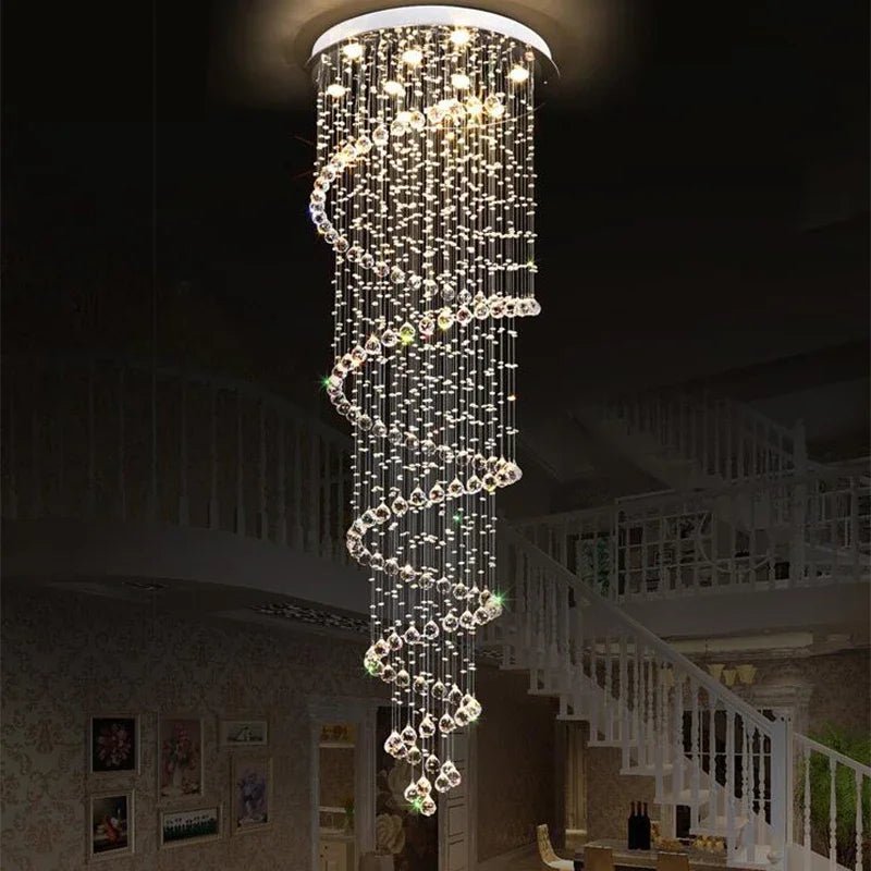 Rivalato Spiral Rain Drop Crystal Chandelier - Lumen Attic