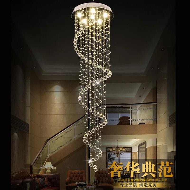 Rivalato Spiral Rain Drop Crystal Chandelier - Lumen Attic