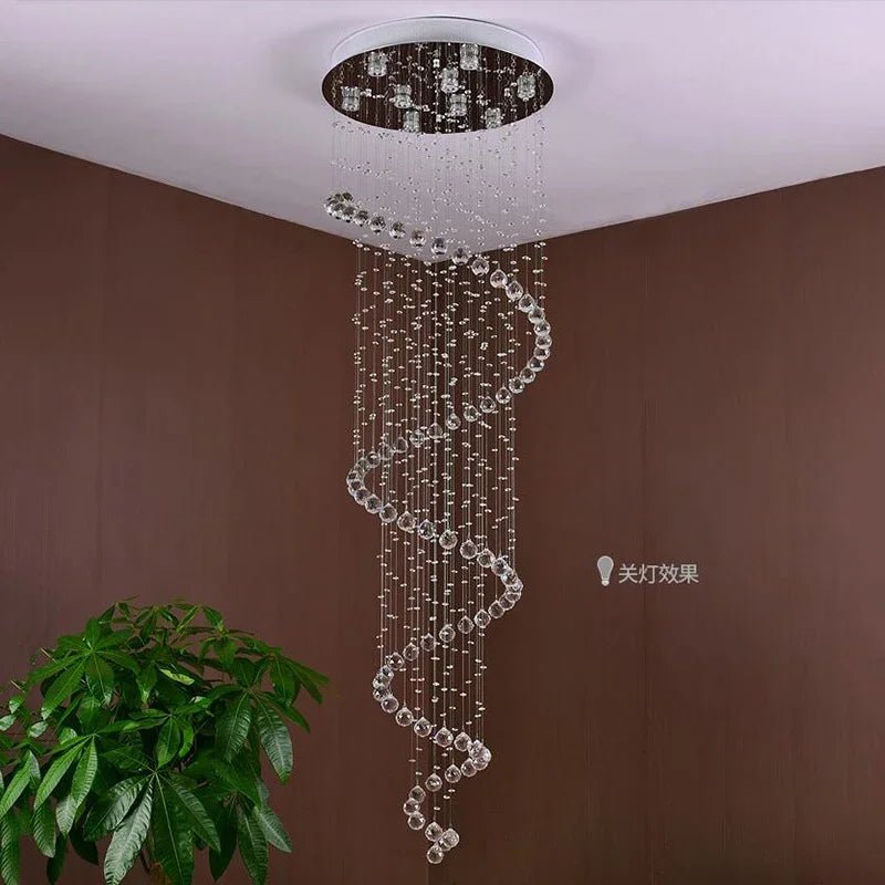 Rivalato Spiral Rain Drop Crystal Chandelier - Lumen Attic