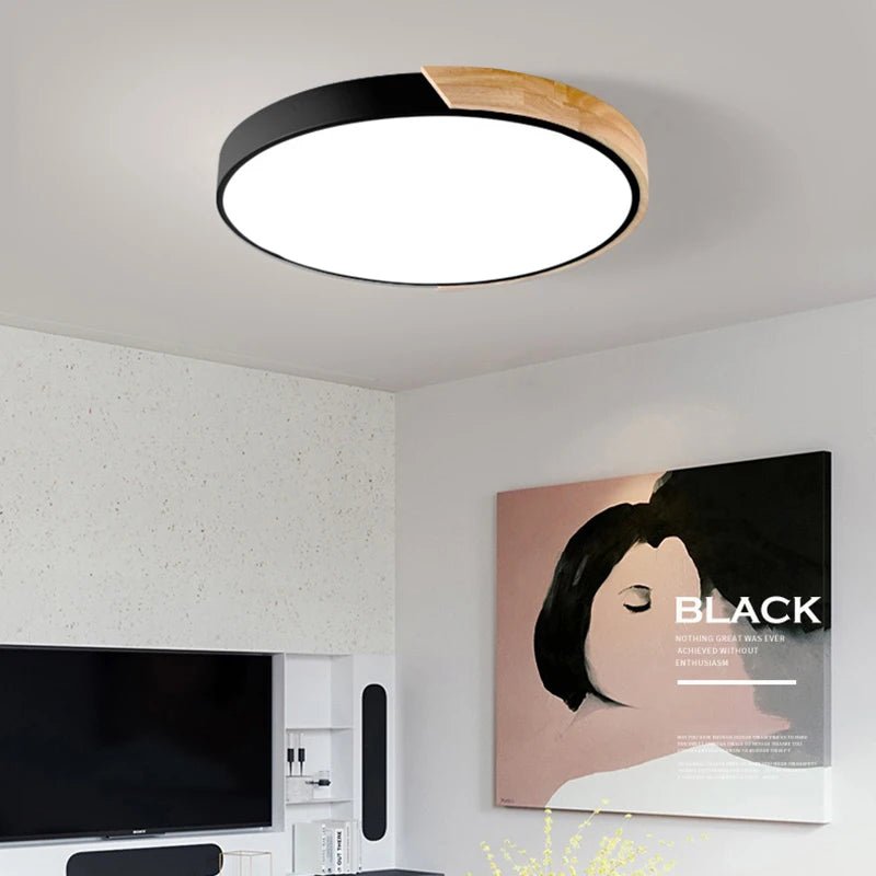 Shine Macaron Thin Wood Circular LED Ceiling Lamp - Lumen Attic