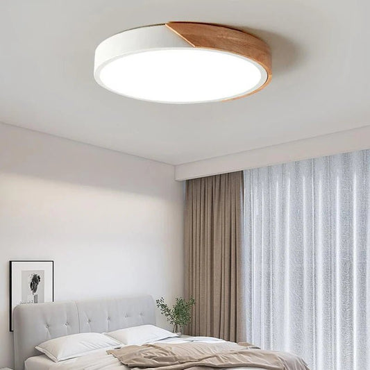 Shine Macaron Thin Wood Circular LED Ceiling Lamp - Lumen Attic