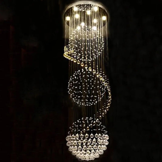 Sigma 3 Tier Spiral LED Crystal Chandelier - Lumen Attic