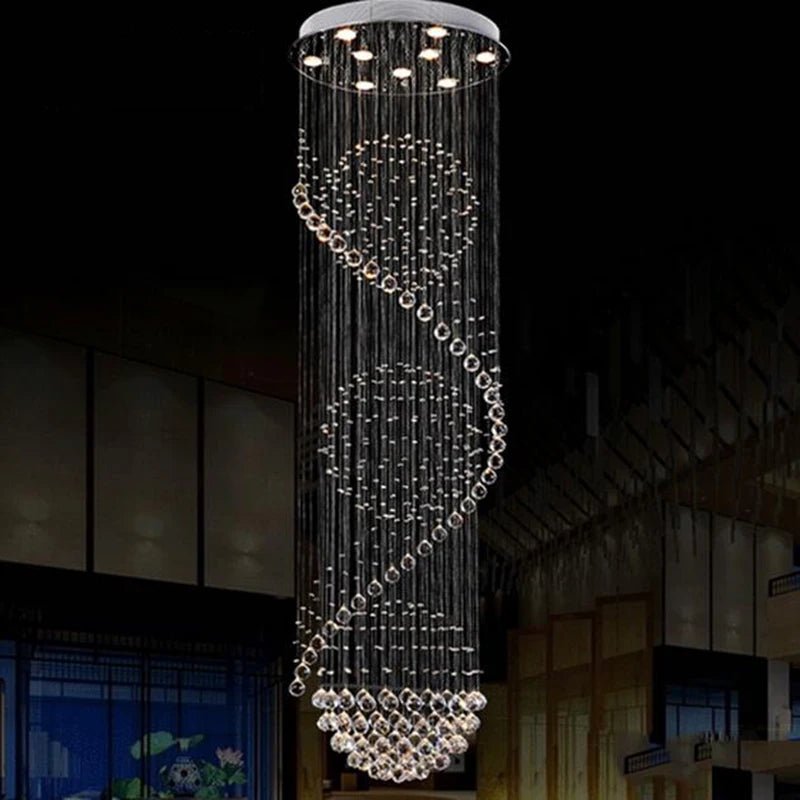 Sigma 3 Tier Spiral LED Crystal Chandelier - Lumen Attic