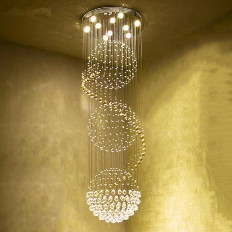 Sigma 3 Tier Spiral LED Crystal Chandelier - Lumen Attic